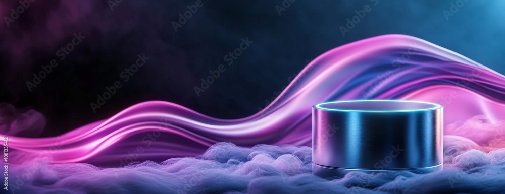 Poster exploring the fusion of light and sound in a mystical atmosphere