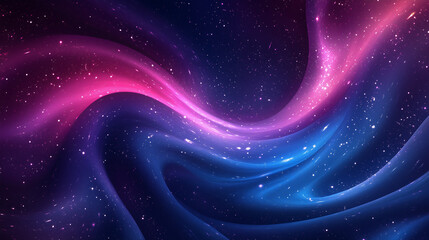 Swirling Pink and Blue Waves Create a Cosmic Celestial Dance Among the Stars