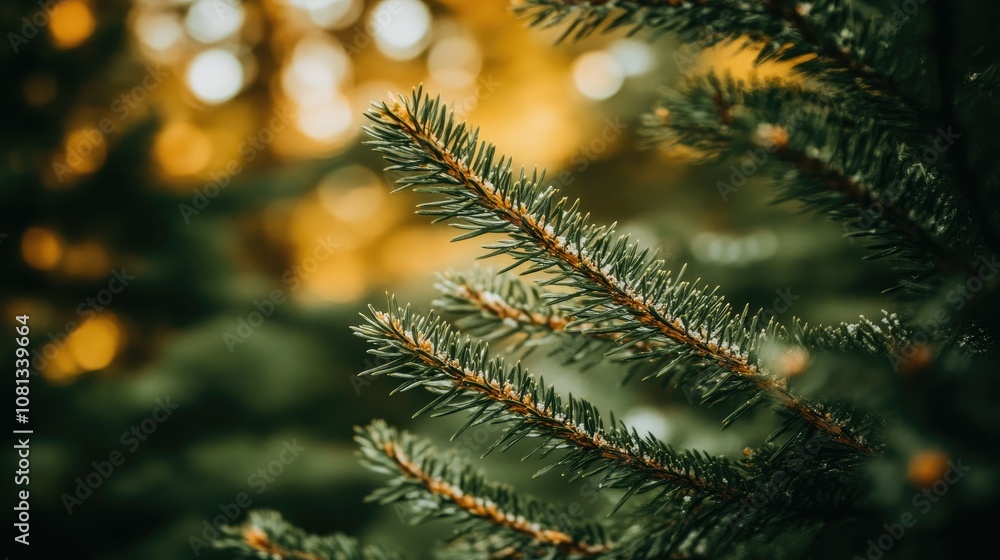 Poster close-up of pine branch with soft focus background