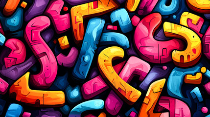 Abstract colorful graffiti pattern.