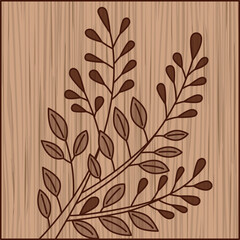 木彫り正方形花札　文月　萩　7月　萩のカス