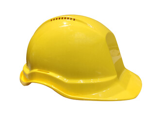 Fototapeta premium Yellow plastic helmet, safety headgear in construction, manufacturing, factory, plant, harbour, Work on forklift, brightly coloured uniform.