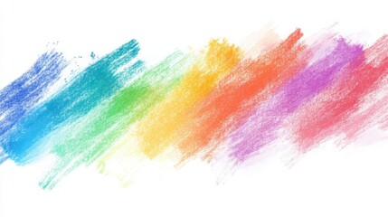 Abstract Rainbow Pattern Created with Crayons