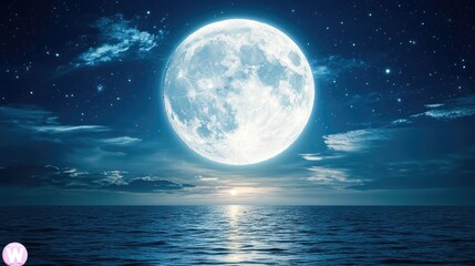 Glowing Moonlight Over Calm Ocean Waters