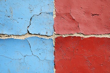 Obraz premium Cracked Blue and Red Wall Texture Background