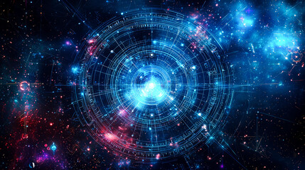 Obraz premium Abstract cosmic portal with glowing lights.