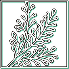 カラーシャドウ正方形シンプル花札　文月　萩　7月　萩のカス