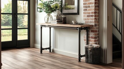 Fototapeta premium Modern Entryway with Rustic Elements and Natural Light