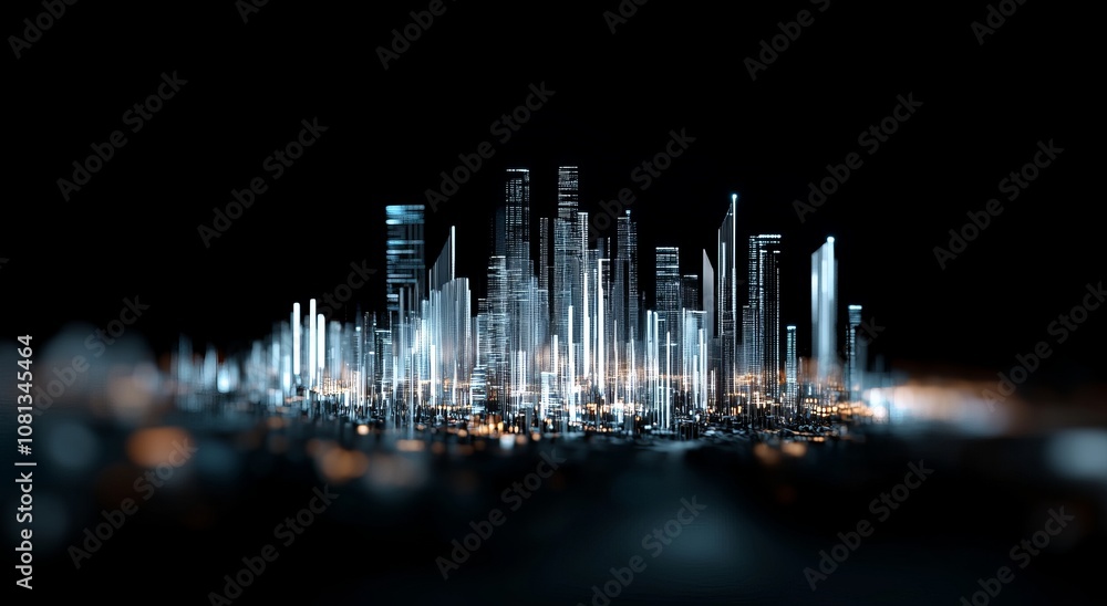 Poster futuristic cityscape exploring the intersection of light and architecture in urban design