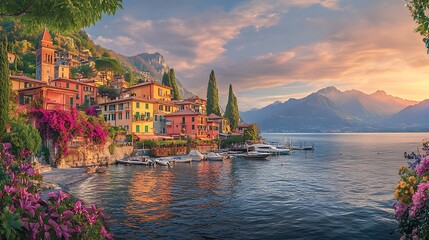 Obraz premium Varenna’s colorful charm by Lake Como