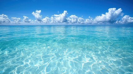 Obraz premium Crystal-clear blue ocean with gentle waves, providing a fresh, natural background.