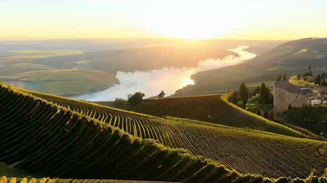 grape cultivation world ritage site surrounded beauty nature river mountain vinery winery view algarve atlantic beach beautiful boat coastal coastline destination drone famous flying