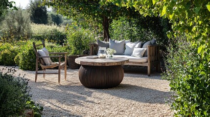 Peaceful Outdoor Living Space in a Garden Setting