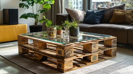 Rustic Coffee Table Made from Wooden Pallets