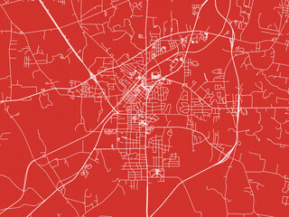 Christmas Map of kilgore Texas, USA in Snowy White on Festive Red Background.
