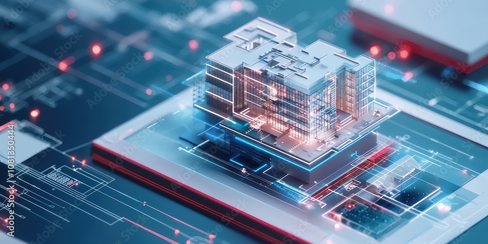 Poster digital architectural model showcase virtual environment 3d visualization modern design futuristic c