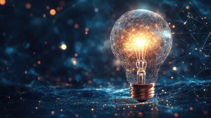 Illuminated light bulb representing ideas and innovation.