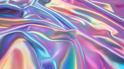 Fototapeta premium Iridescent and holographic abstract 3d fabric. shiny rainbow color. Luminescent. Illustration
