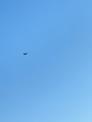 Minimalist Blue Sky with a Lone Airplane Silhouette