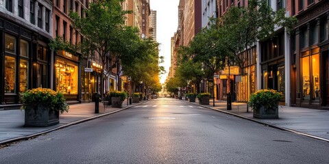 Obraz premium Charming sunset streetscape soho district new york urban photography serene environment tranquility concept