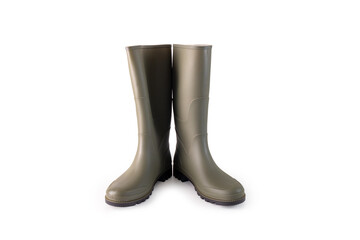 Functional olive green rain boot, textured sole for grip, simple design, perfect for wet and muddy conditions, gardening, farming, outdoor activities, wellington boot