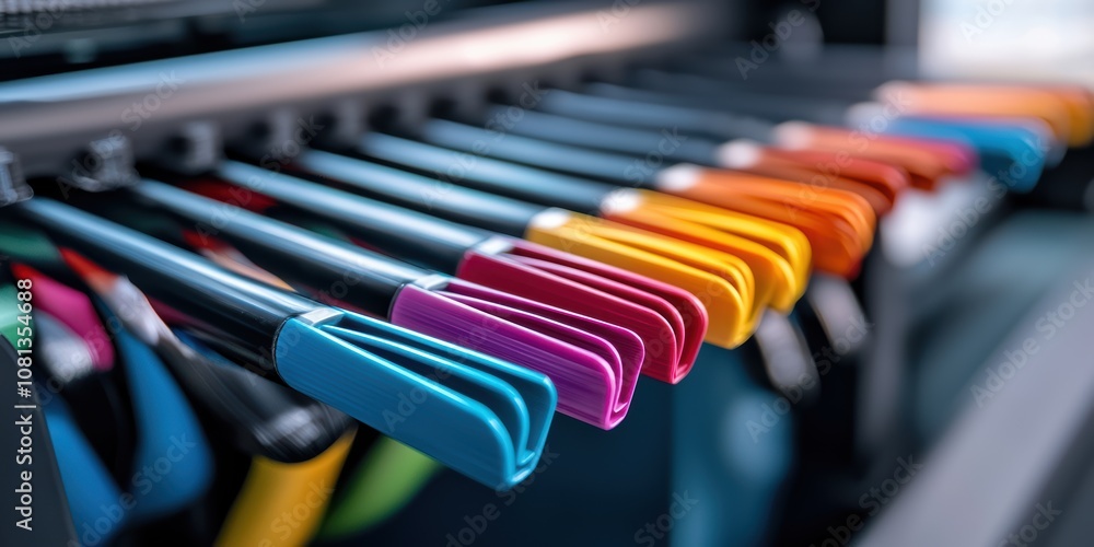 Poster vibrant markers in use at a professional office capturing creative workflow indoor environment close