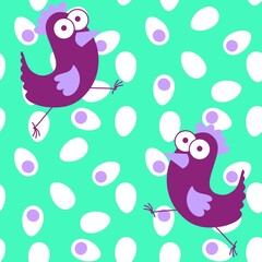 Easter chicken seamless birds pattern for wrapping paper and fabrics