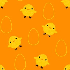 Easter chicken seamless birds pattern for wrapping paper and fabrics