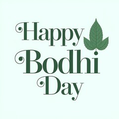 Fototapeta premium Happy Bodhi Day greeting with a green leaf