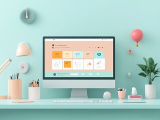 Modern app interface concept featuring a sleek and intuitive interactive dashboard with smooth animations and soft gradients in the background User-friendly icons and touch gesture
