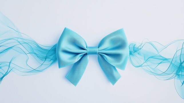 Dreamy watercolor blue bow illustration, subtle gradients and texture, minimalist charm for creative craft use