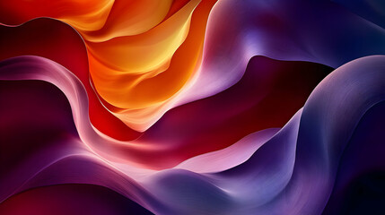 Obraz premium Abstract Background: Fluid, Wavy Forms in Vivid Hues of Orange, Purple, and Red