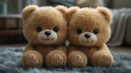 Fototapeta premium a realistic soft plush teddy bear, with detailed fur and stitched features.