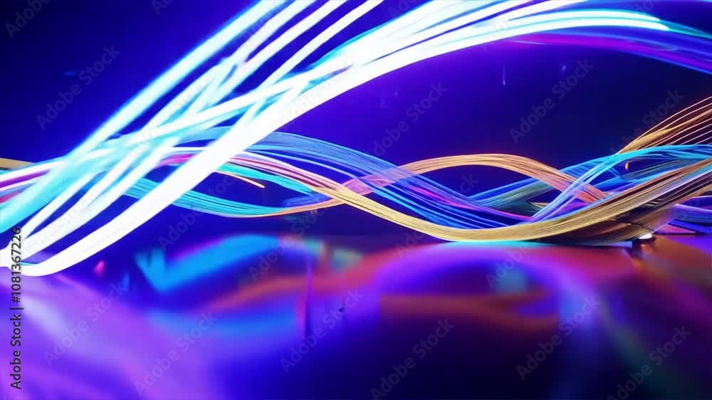 Aufkleber vibrant light trails in motion create mesmerizing display of colors, showcasing abstract blend of bl