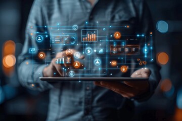 Fototapeta premium AI-Driven Business Strategy for Marketing and Financial Growth with Digital Transformation