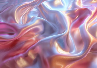 Obraz premium Luxurious Pastel Cream Waves with Holographic Shine