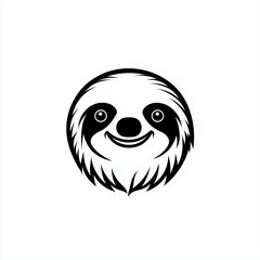 Naklejka premium Minimalist sloth face head silhouette illustration