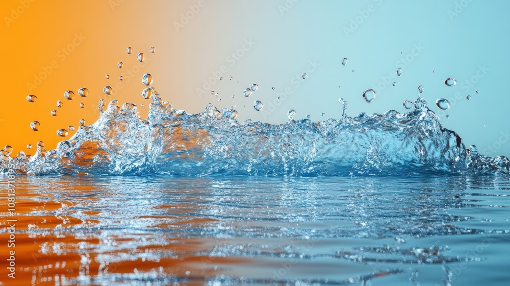 Aufkleber water splash creating dynamic ripples against a gradient background.