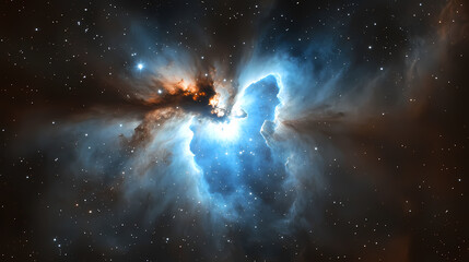 Obraz premium Blue nebula in space, starry sky, dark background. Nebula. Illustration