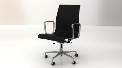 The office chair from black leather, isolated. The office chair from black leather. Leather office chair isolated on a white background. 