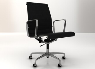 The office chair from black leather, isolated. The office chair from black leather. Leather office chair isolated on a white background.