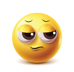 Worried face emoji vector character. Worry clipart 3d emoticon like bothered, anxiety, stress, upset and confused facial expression in white background. Vector illustration worried clip art emoji.
