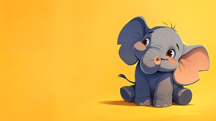 Naklejka premium Elephant as a teacher banner with copy space area for text. Cute Elephant...