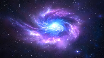 Obraz premium Cosmic background with a blue purple nebula and stars. Nebula. Illustration
