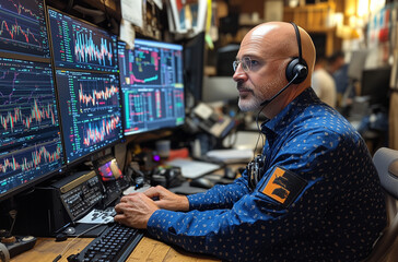 Fototapeta premium business man analyzing stock market, finance, stock market charts, business trends