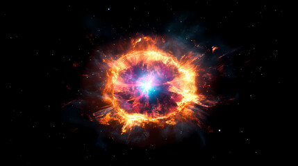 Obraz premium Cosmic phenomenon of a planetary nebula glowing with vibrant colors, with a dying star at its center. illustration, image, , minimalism,. Nebula. Illustration