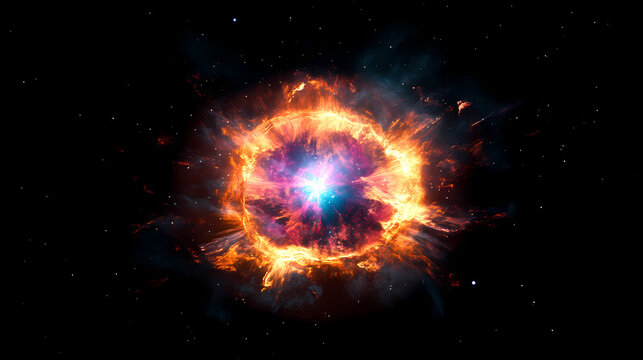 Cosmic phenomenon of a planetary nebula glowing with vibrant colors, with a dying star at its center. illustration, image, , minimalism,. Nebula. Illustration