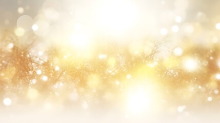 Abstract Golden Bokeh Background with Branch Silhouettes