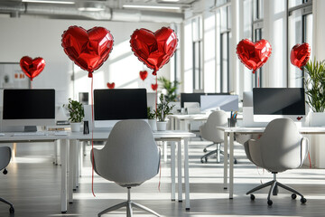 office interior on Valentine's Day
