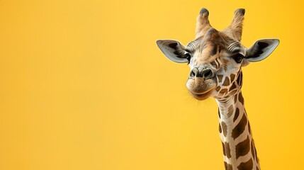 Obraz premium Giraffe as a teacher banner with copy space area for text. Cute Giraffe...